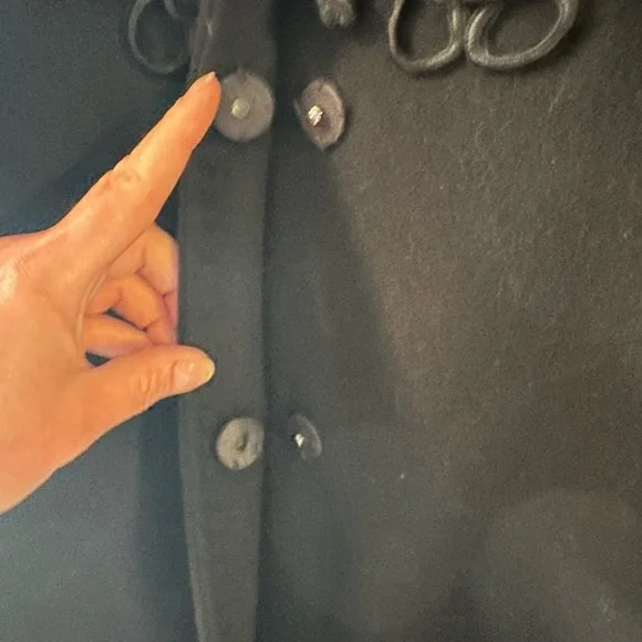 Ellen Tracy Black Pea Coat with Fur Collar - Picture 3 of 10